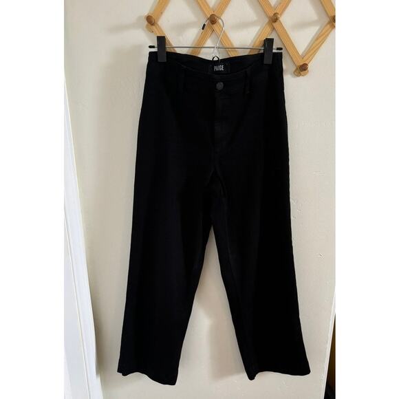 Paige Jeans Women's 27 Black Nellie Clean-Front Denim High Rise Wide Leg - Picture 2 of 6